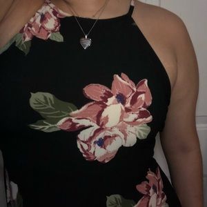 Back dress/ pink floral print